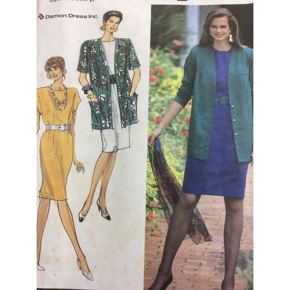 1990 Simplicity 7101 Vintage Sewing Pattern Womens Petite Dress Jacket Size 6-14
